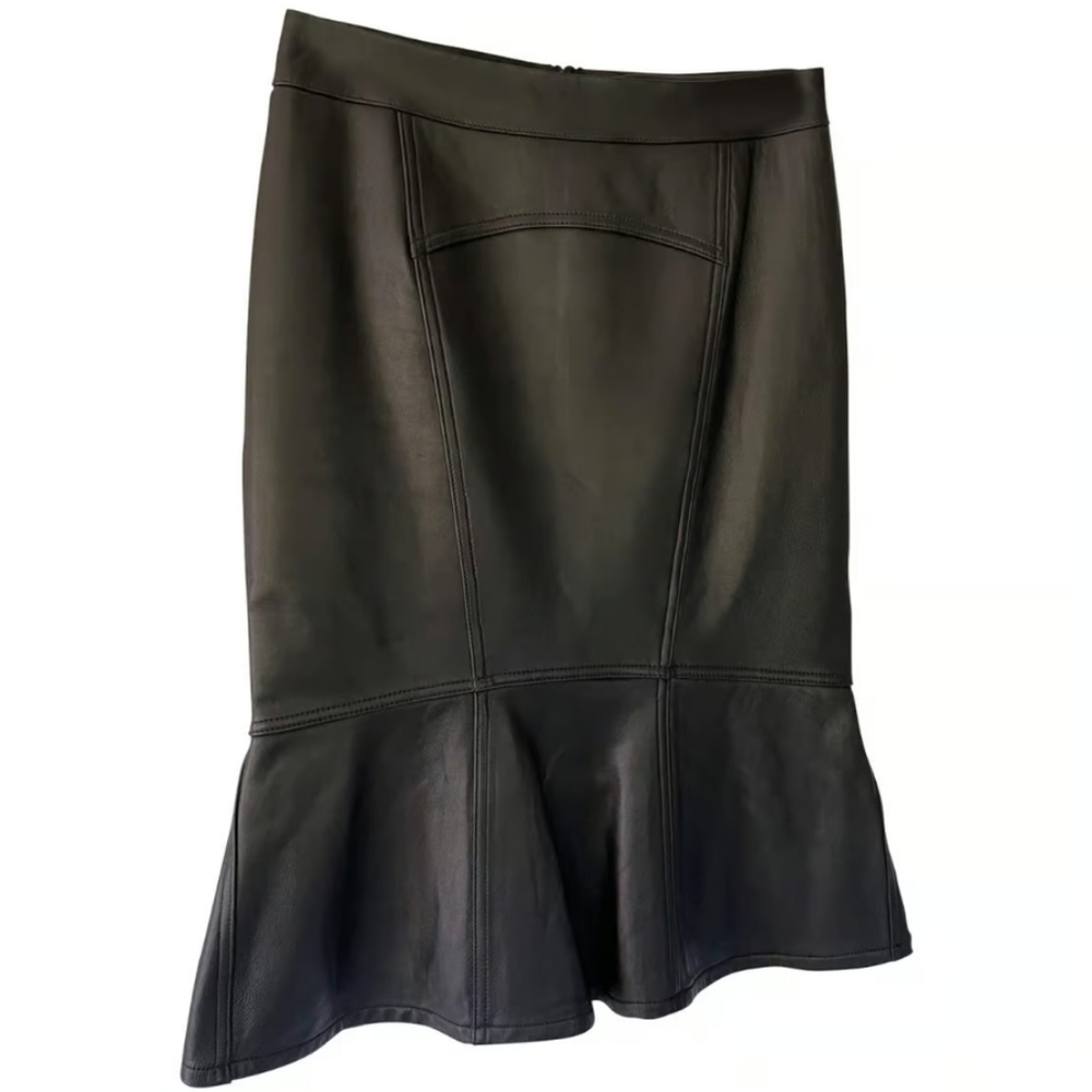 BCBGMAXAZRIA RUNWAY Fluted Leather Skirt - Picture 5 of 11